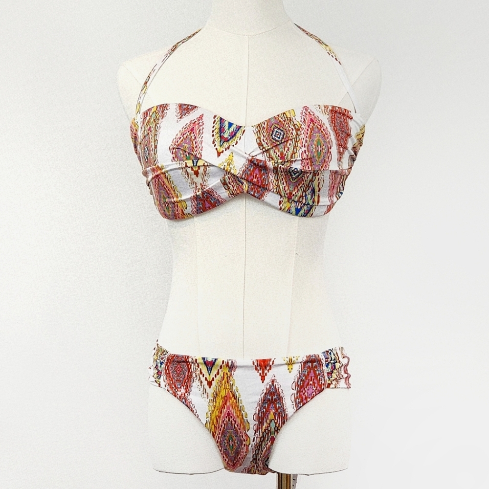 PilyQ Cheeky Bikini Set Fully Lined Lightly Padded Top in D / Bottoms LARGE